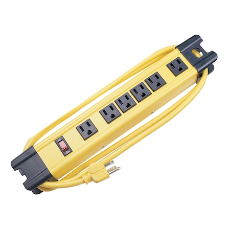 Hubbell Wiring Device-Kellems Outlet Strip, Surge, 5-15R, 6 ft., Yellow HBL6PS350YL